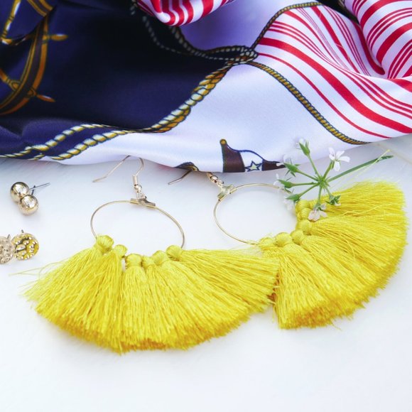GGMarie Jewelry - Yellow Tassels on Hoops